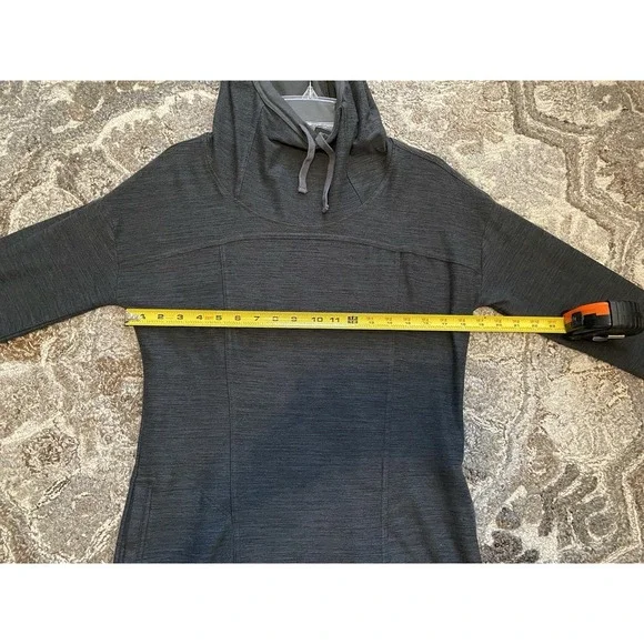 Toad & Co Womens Hooded Sweater Dress Gray Pockets Stretch Travel Medium Tunic - Picture 7 of 8